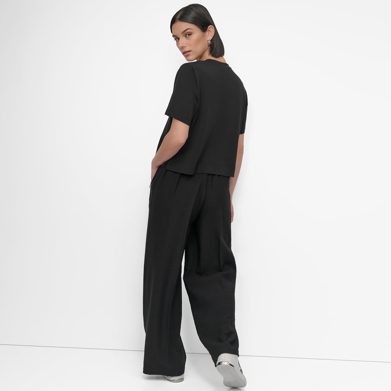 DKNY Womens Short Sleeve Boxy Logo T-Shirt - Image 3