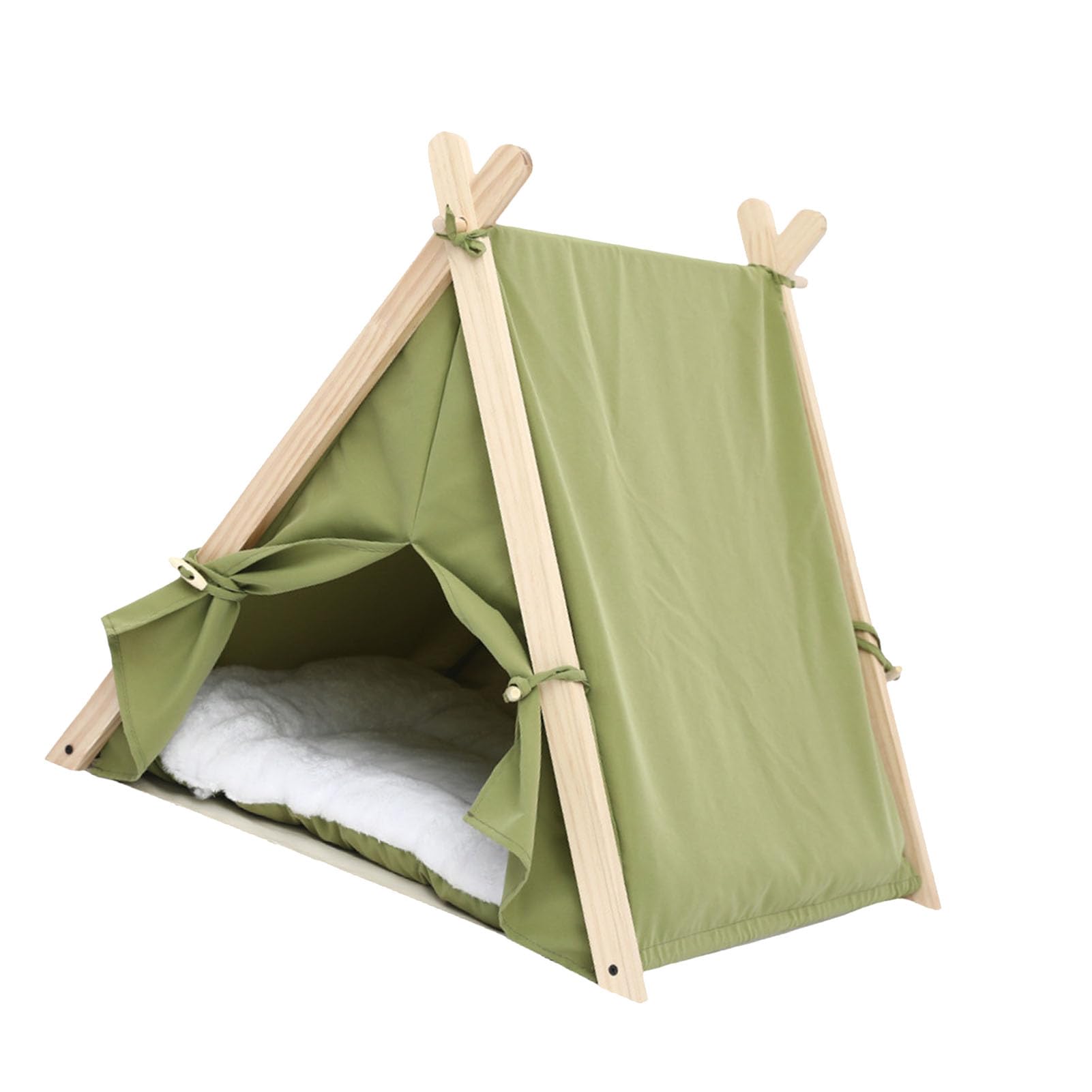 Tente Tipi Pour Animaux De Compagnie Pour Chiens Et Chats, Maison Pour Chien D'intérieur Portable De 23,8 Pouces, Tente Tipi Pour Chat Lavable (5 Couleurs En Option)(草绿色)