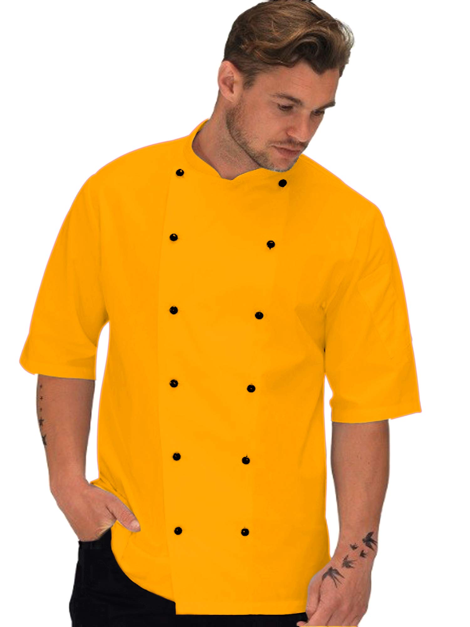 SUNLEXA Men's Chef Coat/Chef Jacket Multi-Colored Half Sleeve Chef Coat Size (S-6XL)