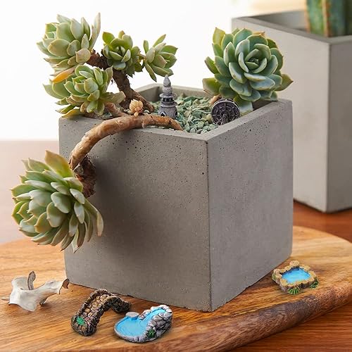 Miniatura 6 de HUIANER Accesorios de jardín de hadas en miniatura, 15 piezas, figuras de puente de jardín en miniatura, mini faro, pozo de agua, luz en miniatura,