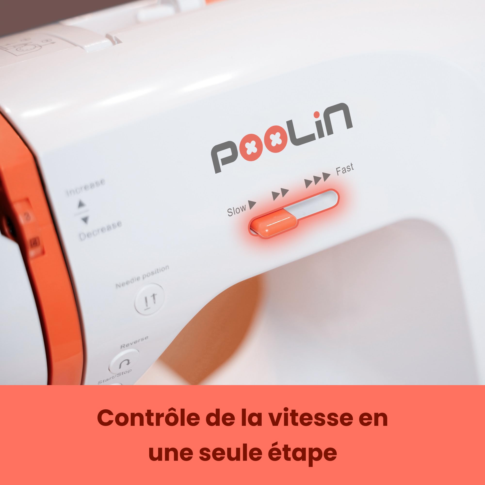 Poolin EOC02 Machine à Coudre Informatisée Complète, écran LCD, table large, boutonnières automatiques 1 étape, enfile-aiguille automatique, 7 pieds presseurs, portable et idéale débutants & confirmés