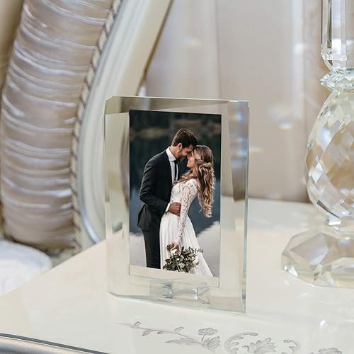 Miniatura 2 de Marco de fotos de cristal de 4 x 6 pulgadas con caja de regalo decorativo para regalo de boda en casa