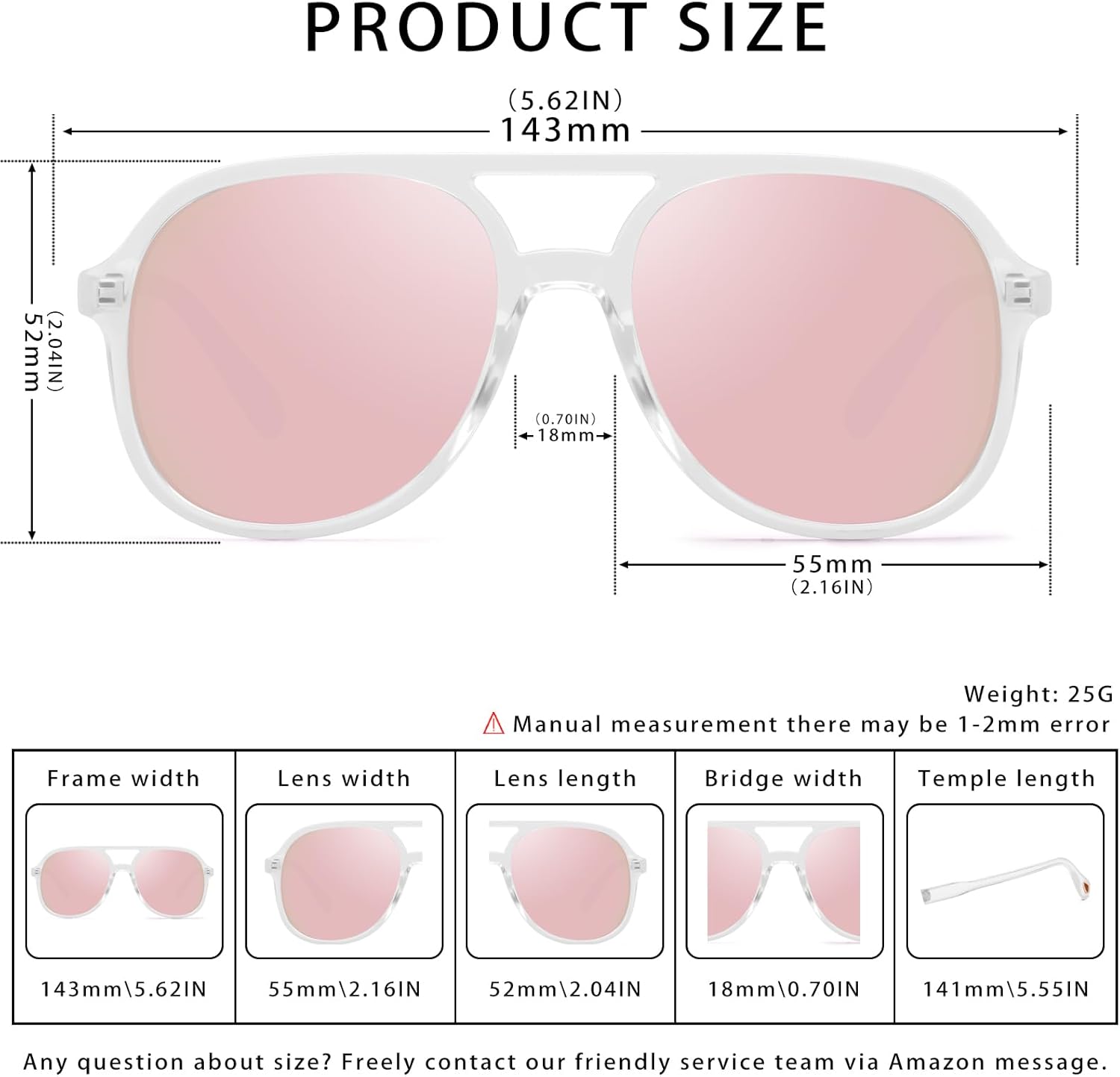 YDAOWKN Retro Square Aviator Sunglasses for Womens Mens Vintage 70s Double Bridge Sun Glasses - Image 5