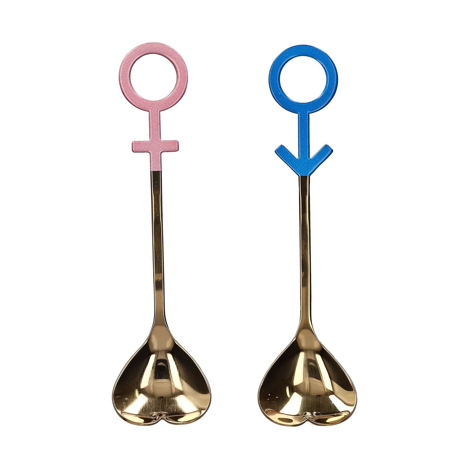 Cuchara para parejas con diseño de corazón en oro rosa y azul