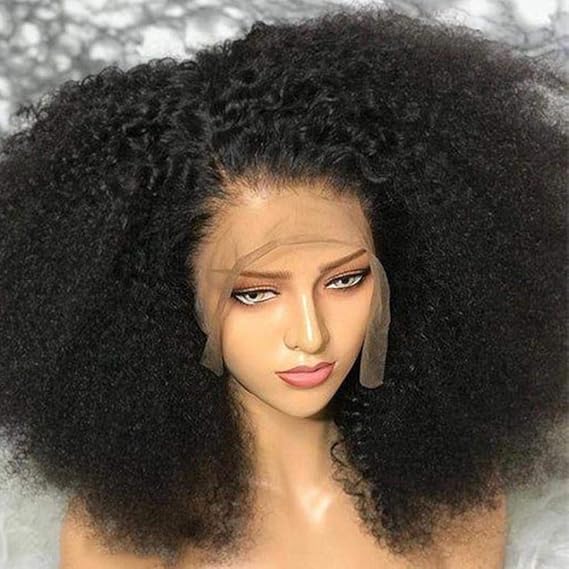 Amazon 髪ブラジルのアフロ変態カーリーウィッグ事前撥水レースフロント人毛ウィッグ黒人女性レミー髪かつら150 密度 自然色密度150 24インチ フルウィッグ 通販