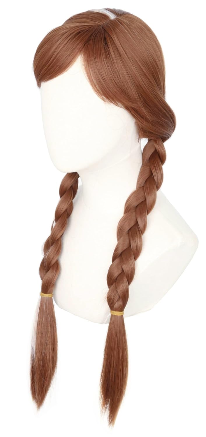 Topcosplay Women or Girls Wig Halloween Costume Cosplay Wigs Brwon Long Braids Wig - Image 3