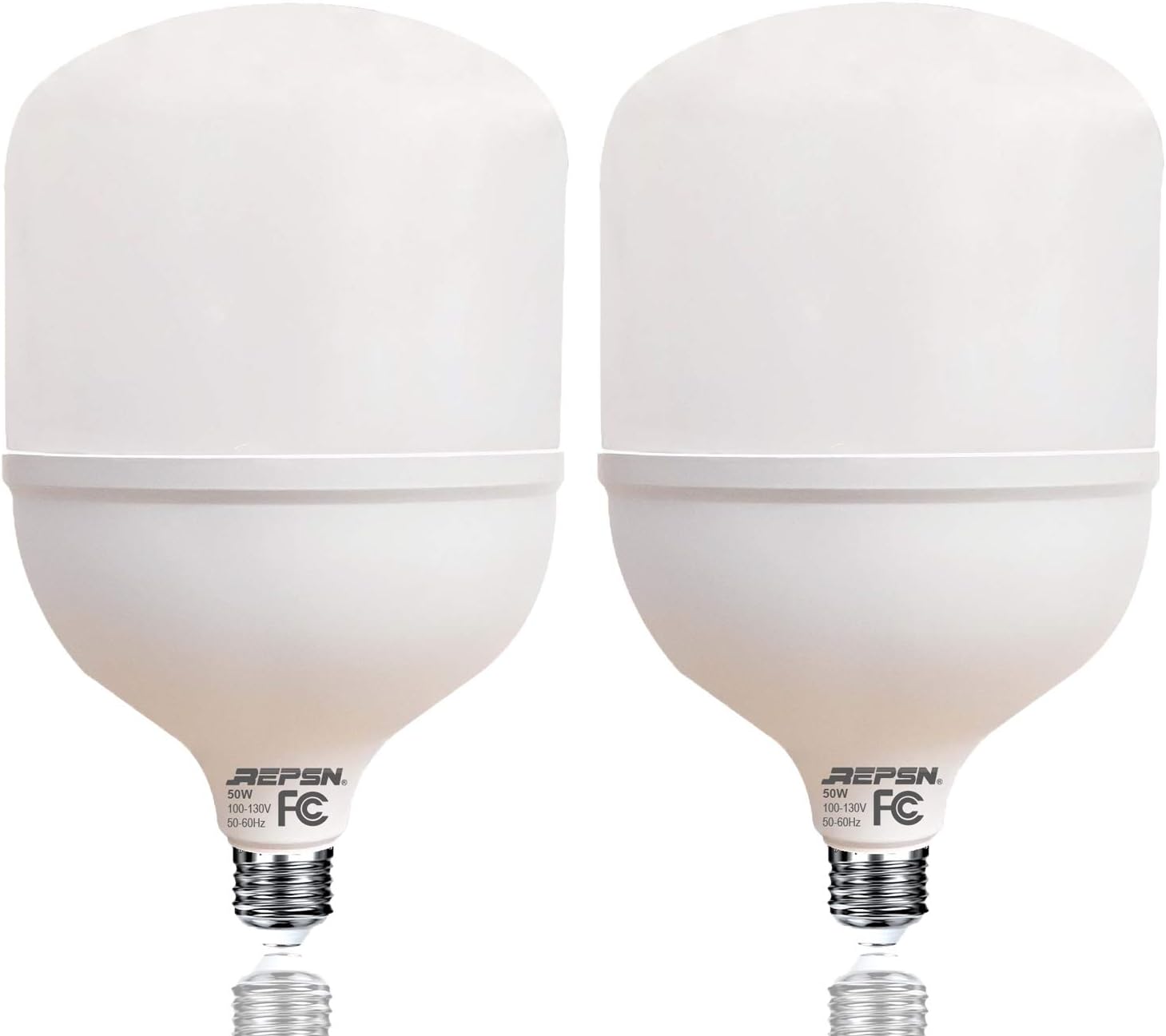 REPSN 400W Equivalent LED Bulb Light,Warm White 2700K,E26 Base, 50W Commercial Modified LED, 5000 lumens Super Bright Garage Light, Warehouse Light, Household Light,Non Dimmable,2 Pack