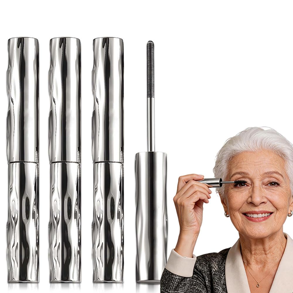 Mascara für ältere Frauen, 2026 Neu Metal Mascara mit Metallbürste, 3D Curling Eyelash Iron, Wasserfest Iron Eye Mas cara Volumengebende Wimperntusche Schnell Trocknend und Wischfest (3PC)