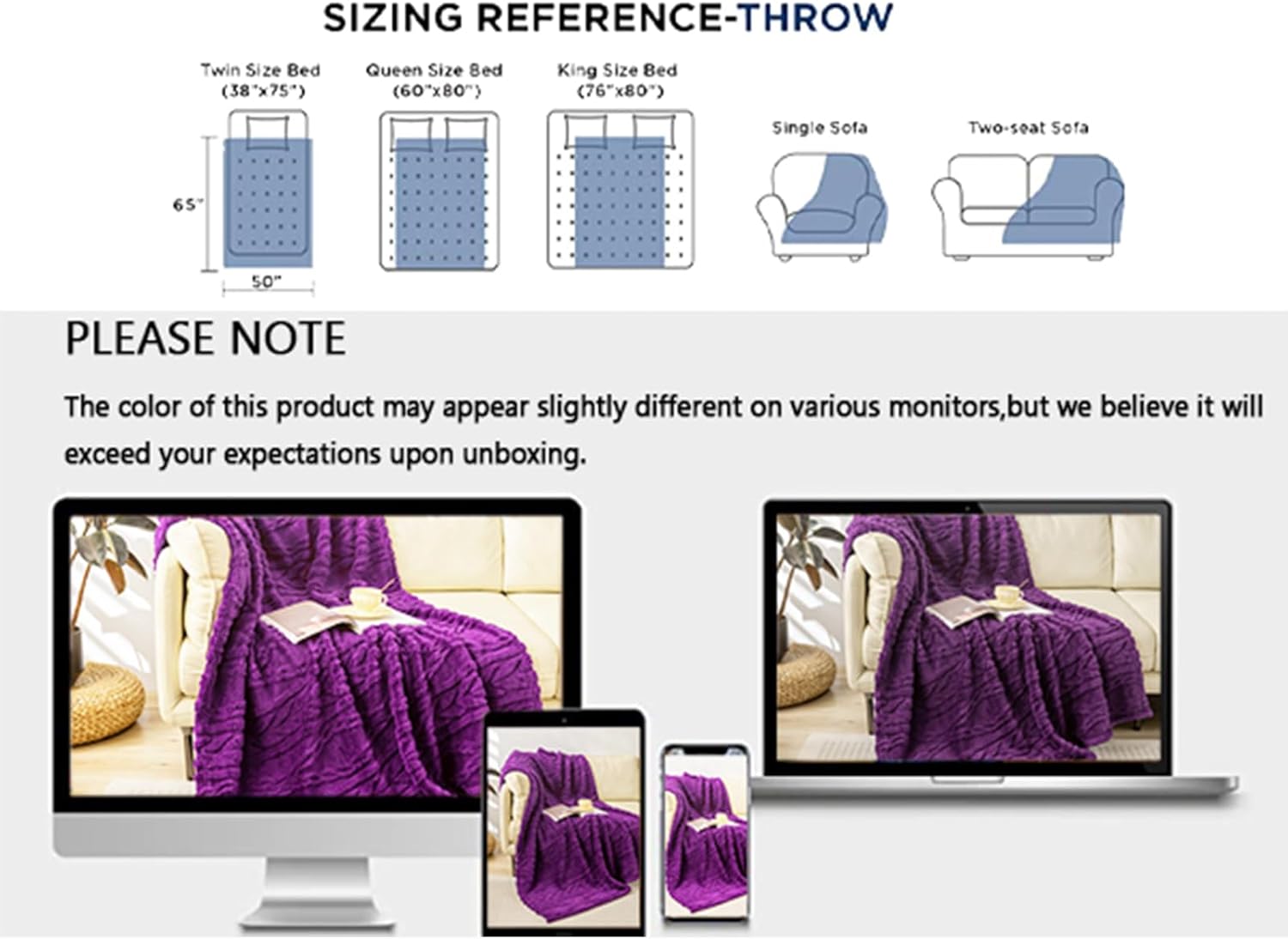 YUSOKI Sherpa Throw Blanket-3D Stylish Design Super Soft Fuzzy Cozy Warm Blanket Thick Plush Fluffy Furry Blankets for Teen Girls Women Couch Bed Sofa Chair Men Boys Gift (Purple,50"x65") - Image 8