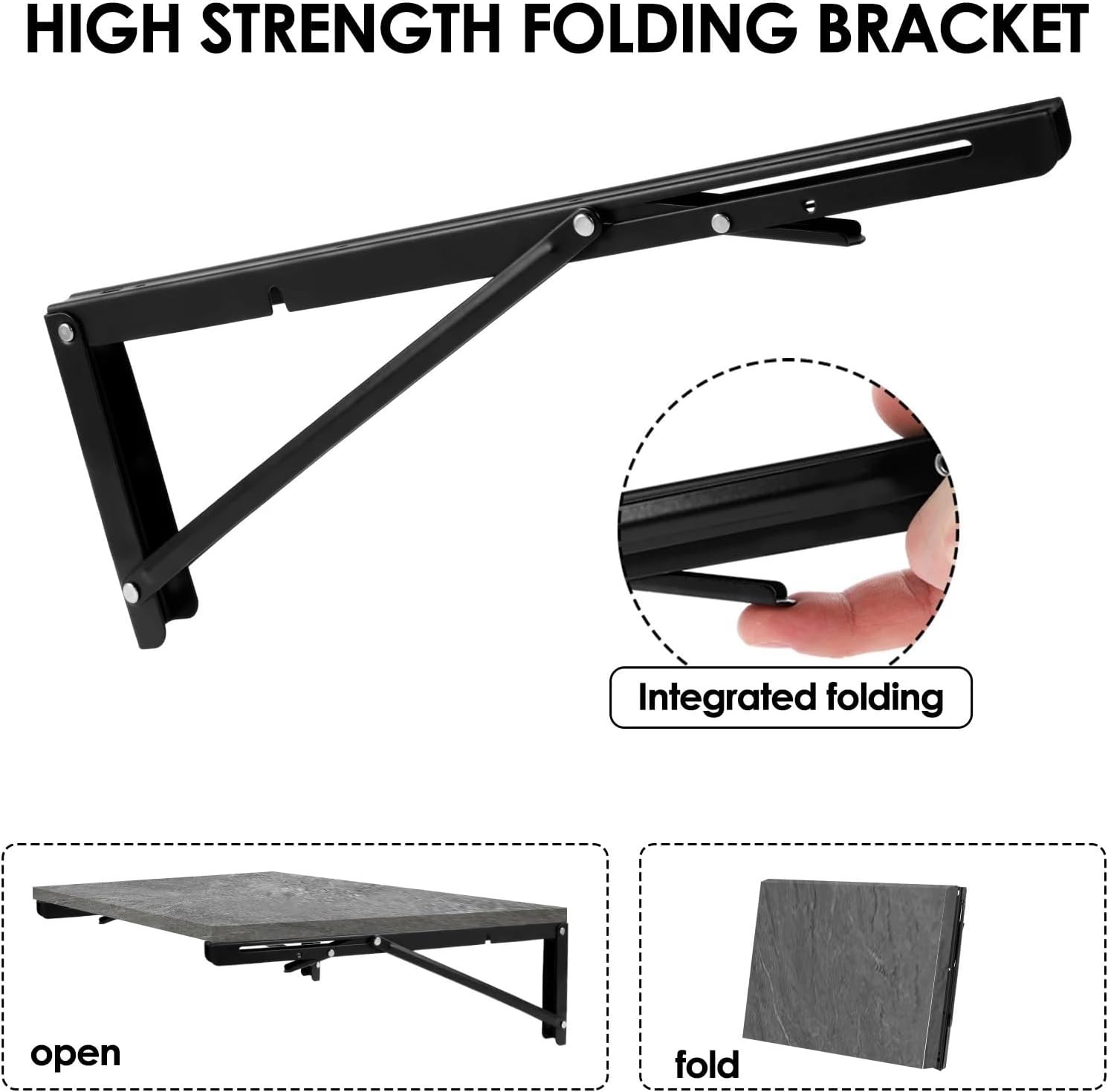 Floating Shelf Brackets 4PCS Folding Shelf Brackets Stainless Steel Collapsible Triangle Shelf Bracket DIY Wall Mounted Folding Table Hinge with Screws(Silver)