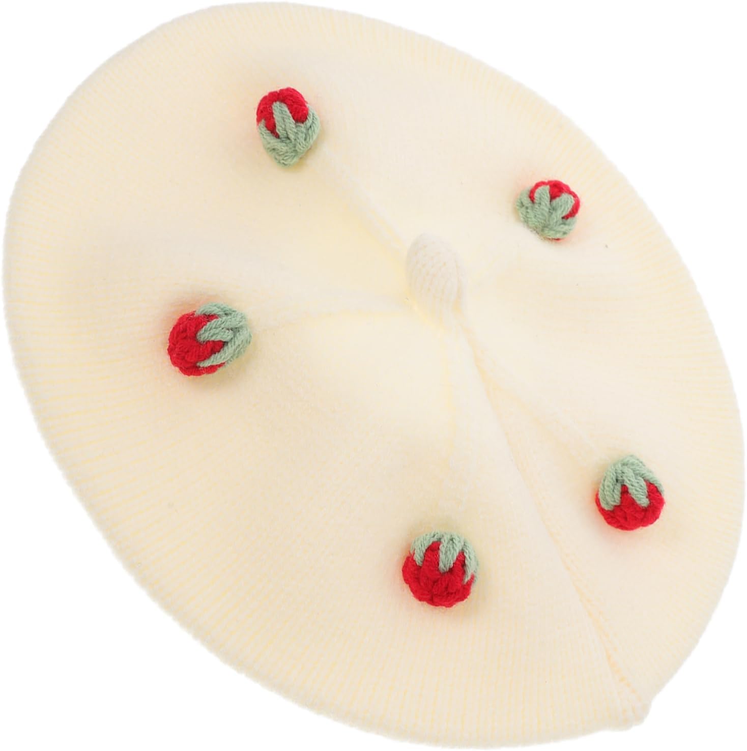 Cabilock Adorable Strawberry Beret Knitted Bucket Hat Women's Beret Cap Vintage Style Party Essential