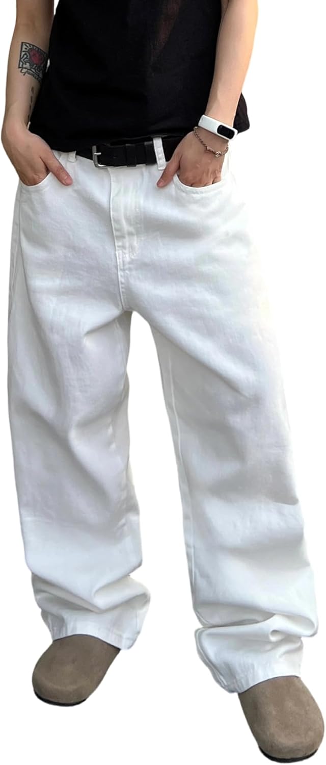 DFGIGT Men's Wide Leg Regual Fit Y2K Jeans Hip Hop Streetwear Denim Pants Casual Skateboard Trousers