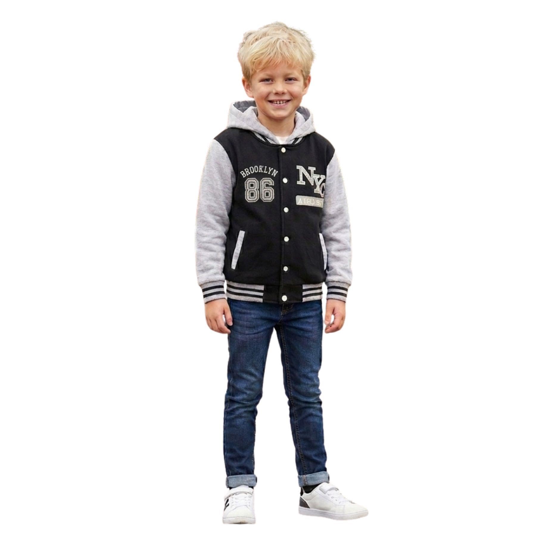 A2Z 4 Kids Unisex Ragazzi Ragazze Giacca con Cappuccio Baseball Comodo Stile Varsity Cappotto per Bambini Età 5 6 7 8 9 10 11 12 13 Anni
