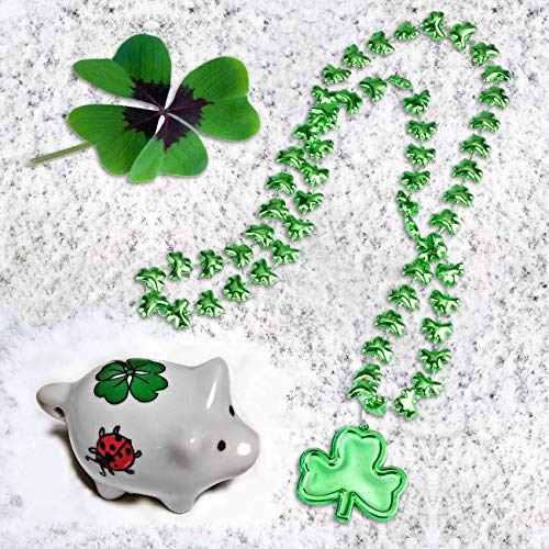 Joyin 18 Pcs St Patricks Shamrock Necklaces Irish Clover Green Bead Pendant Necklace St. Patrick's Day Party Costume Necklace Dressing-Up Accessories Saint Patricks Decorations Party Favor Supplies #TOP7