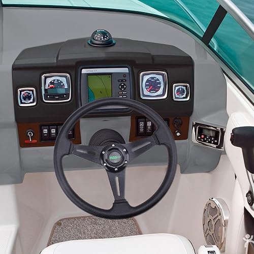 Miniatura 7 de RASTP Volante de barco de 13.8 pulgadas con adaptador de volante marino de eje de 34 pulgadas para la mayoría de barcos marinos, barcos, yates,