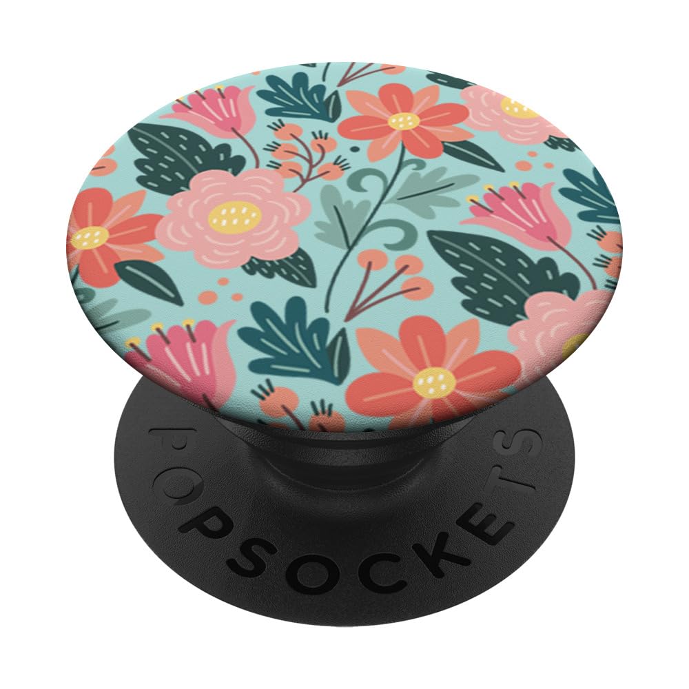 Cute Garden Botanical Colorful Floral Pattern PopSockets Standard PopGrip