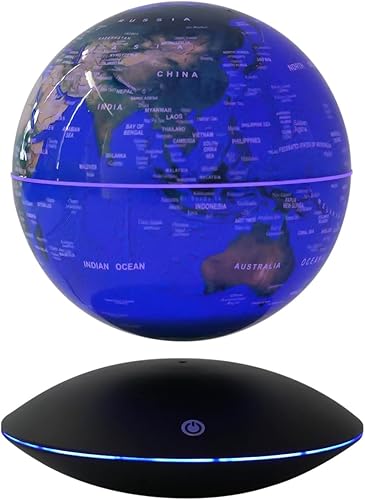 Miniatura 7 de Globo flotante de levitación magnética, globos geográficos mundiales de 6 pulgadas, antigravedad, 360 grados giratorios, mapa mundial con luz LED