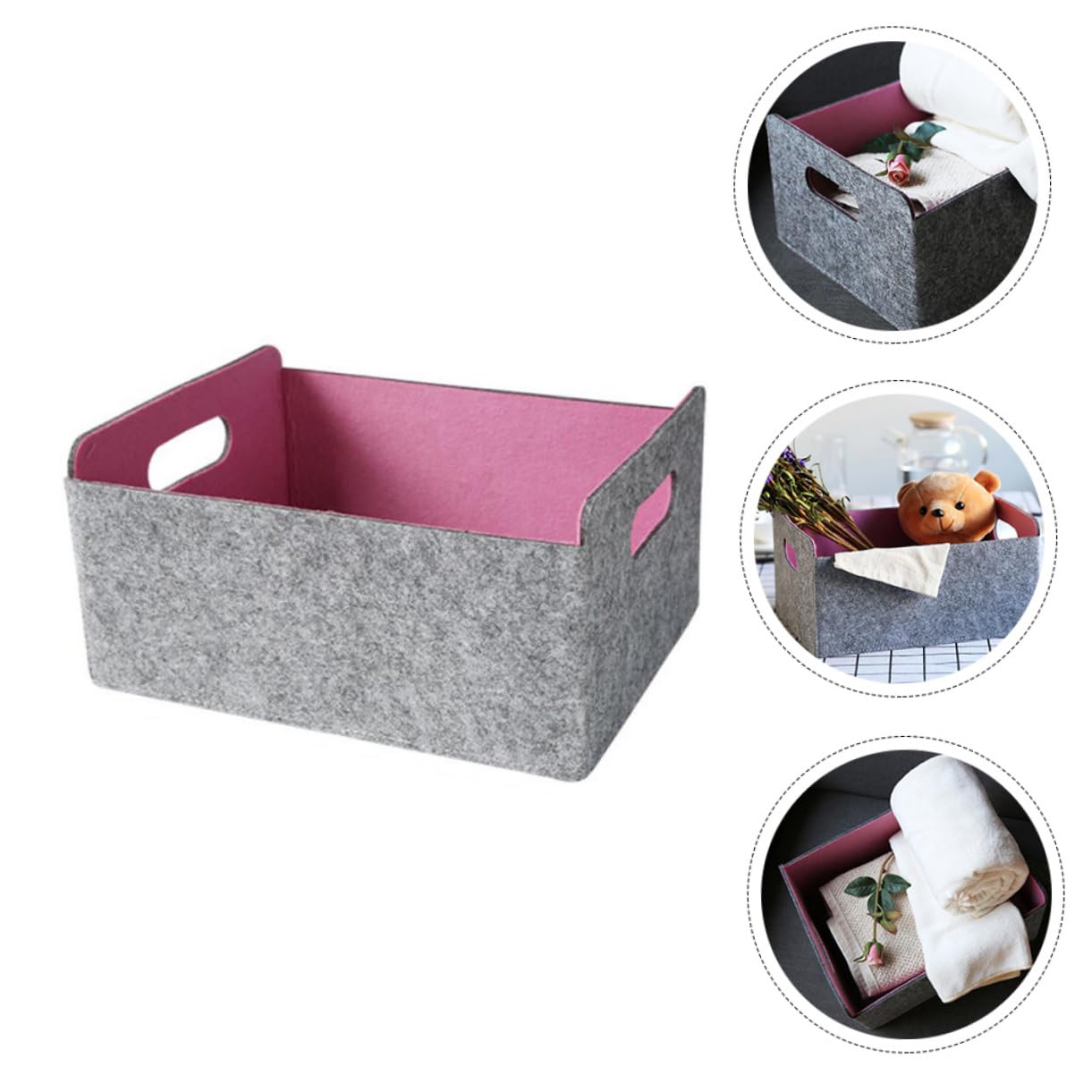 PRETYZOOM Felt Storage Basket Foldable Organizer for Home Office Lightweight Household Storage Container for Toys Books Clothes Elegant Design Practical Sundries Organizer