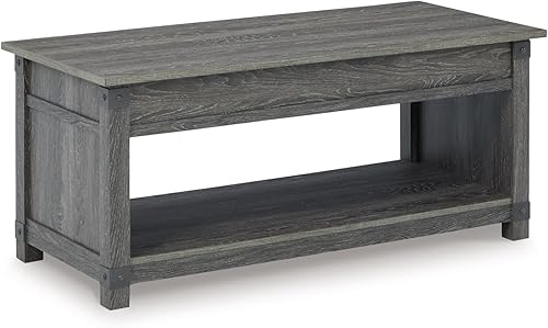 Signature Design by Ashley Freedan - Mesa de centro rústica con tapa elevable, color gris