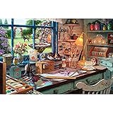 大人の木製パズル500/1000/1500ピース、デザイナーのワークベンチアートカメラワーク、子供の教育ゲームの誕生日ギフトリビングルームの装飾,1000