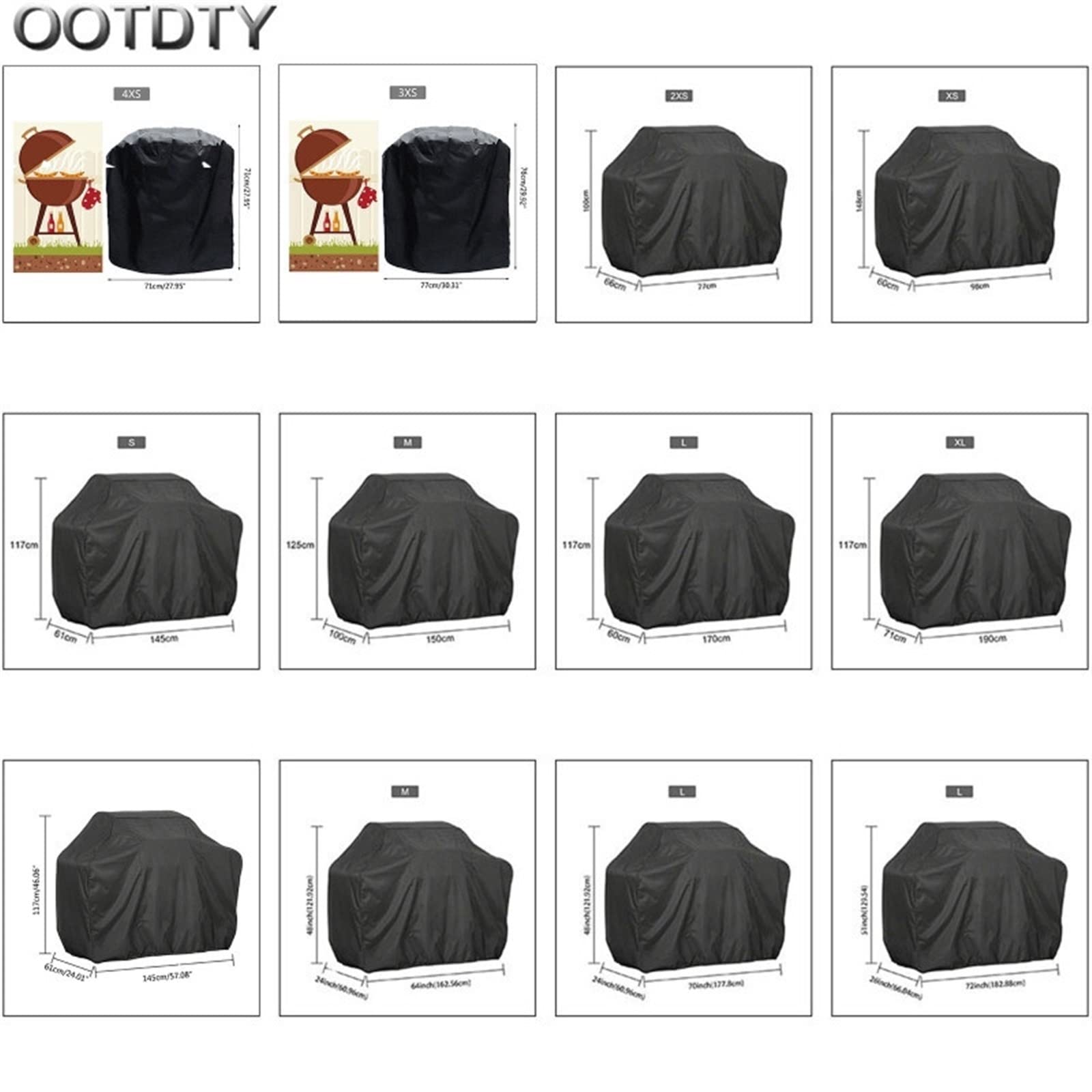 Heavy-Du pokrowiec na grilla 190T/210D wodoodporny, pyłoszczelny na & Charbroil, okrągła ochrona przed deszczem, 117 x 61 x 145 cm, pokrowiec na grilla na zewnątrz