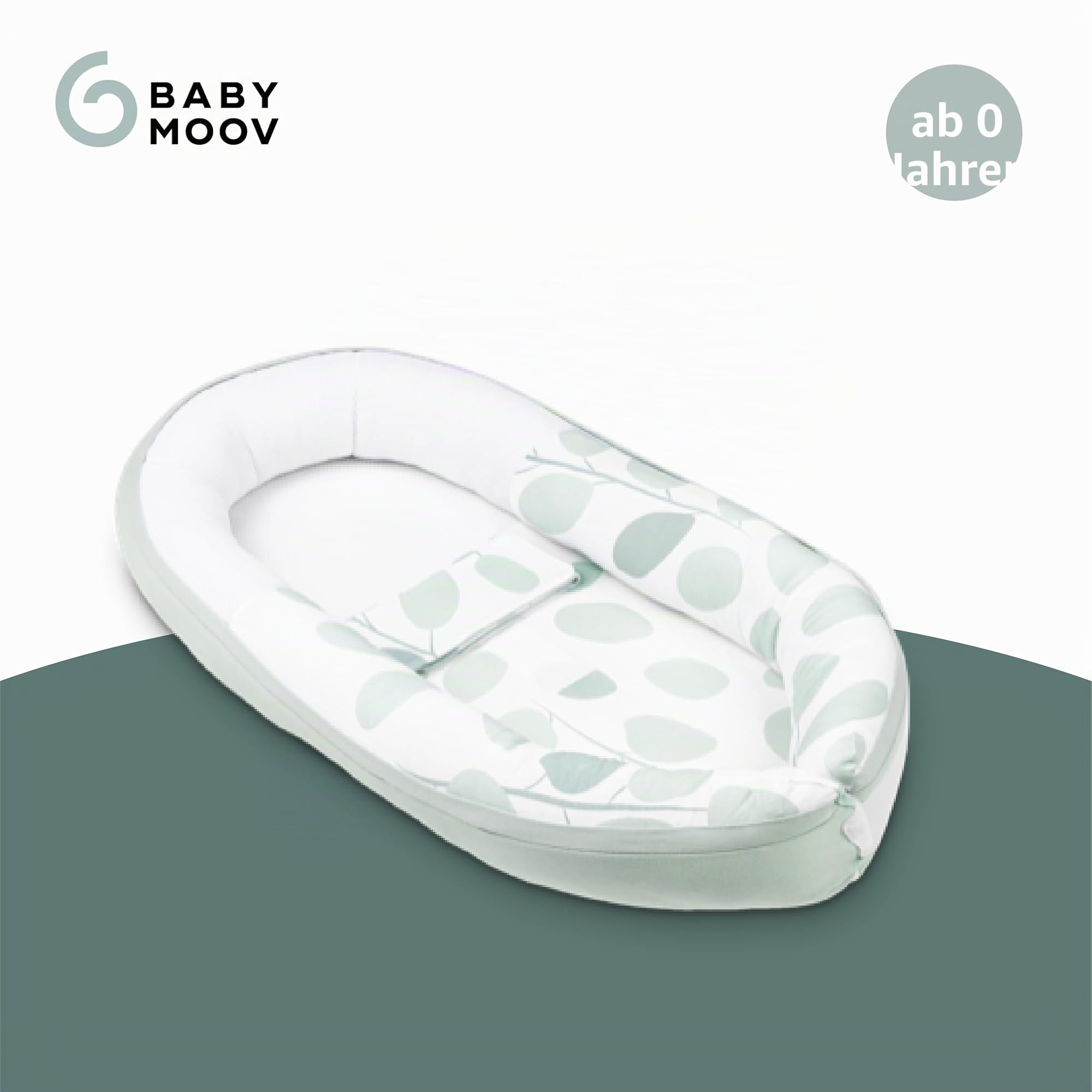 Doomoo Babymoov Cocoon Leaves Aqua Green, erweiterbar, atmungsaktiv, 0-8 Monate