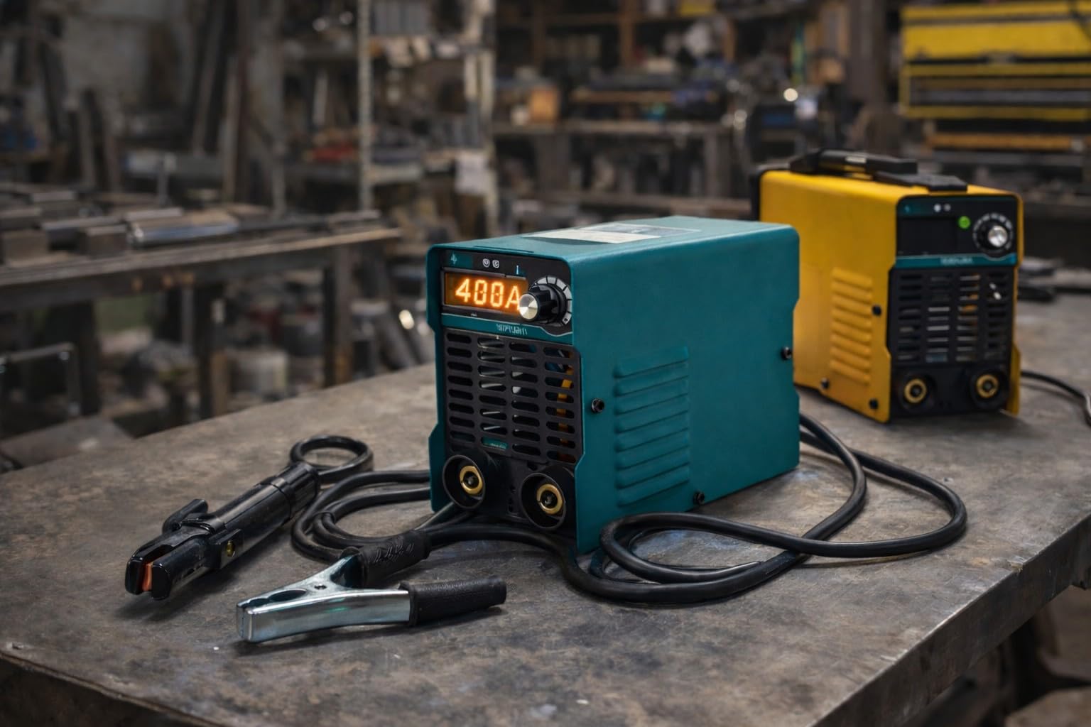 Mini Saldatrice inverter ad Elettrodo per Fabbro da 400 Ampere Super Compatta professionale con cavi e maschera display LCD digitale saldatrice elettrica portatile leggera