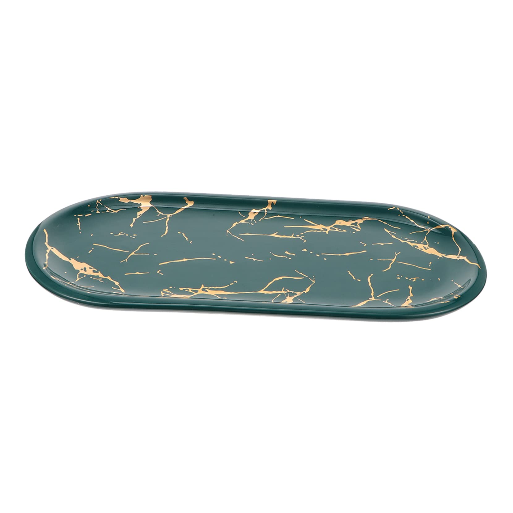 SOLUSTRE 1pc Elegant Marbled Ceramic Food Plate Jewelry Display Tray for Food Use Dish for Desserts and Sushi with Matte Bottom