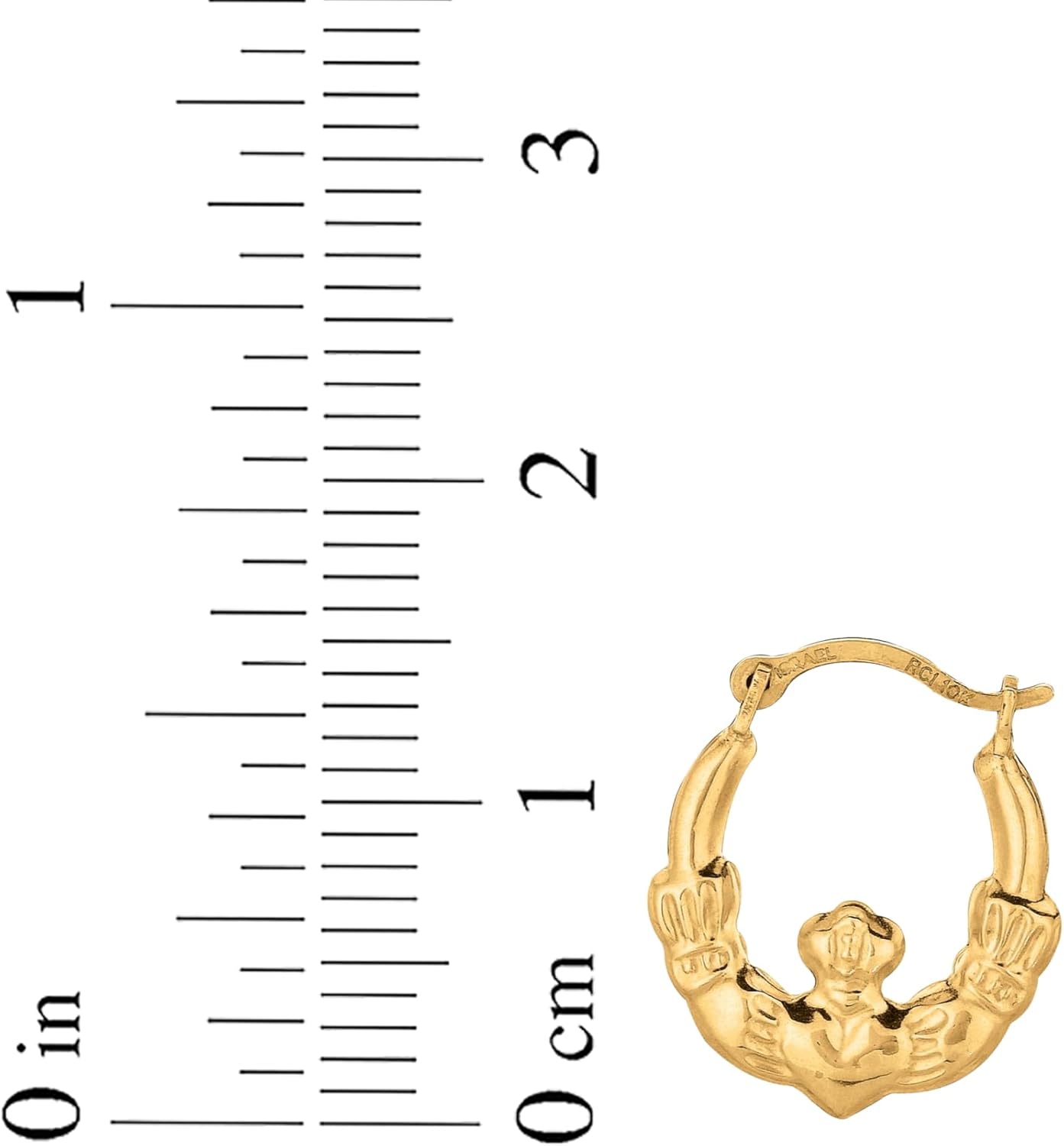 Floreo 10k Yellow Gold 15mm Claddagh Hoop Earrings