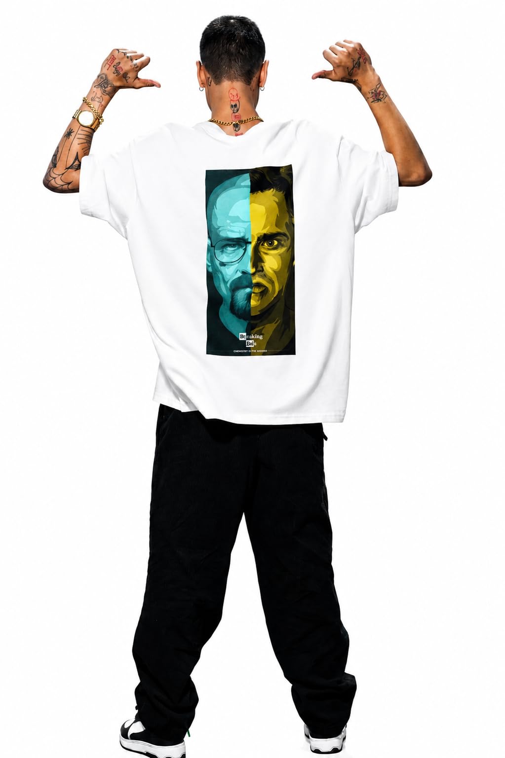 Breaking Bad Oversized T-Shirt for Men | 240 GSM Cotton Fabric | Cult Series Inspired Graphic Printed Streetwear-picture-35