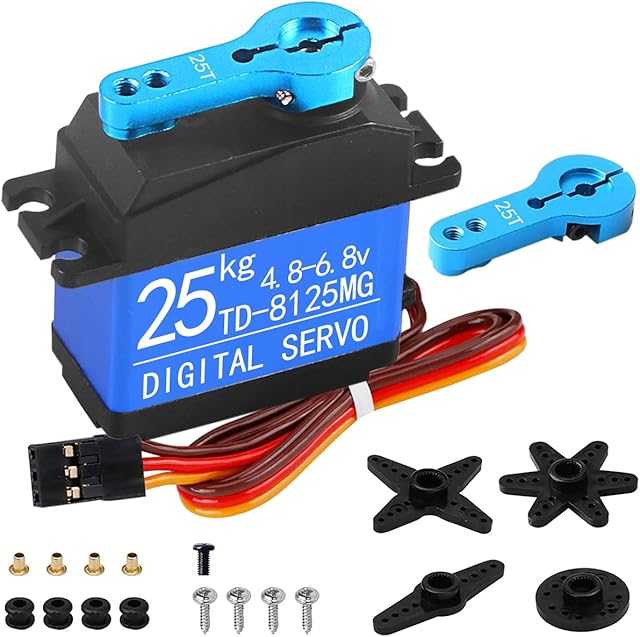 EatPitaya 25kg Digital Standard Servo 1/8 1/10 1/12 Control Angle 180 Degrees High Torque Waterproof Full Metal Gear, for RC Car Crawler Robot Control