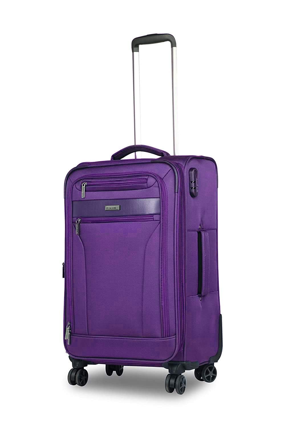 Nasher MilesBerlin Expander Soft-Sided Polyester Check-in Luggage Purple 24 inch |65cm Trolley Bag