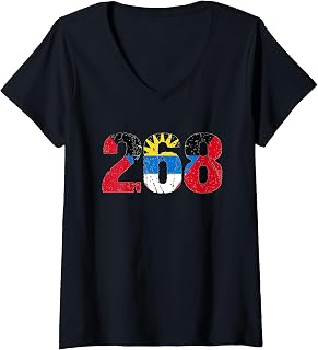 Womens 268 Antigua and Barbuda V-Neck T-Shirt