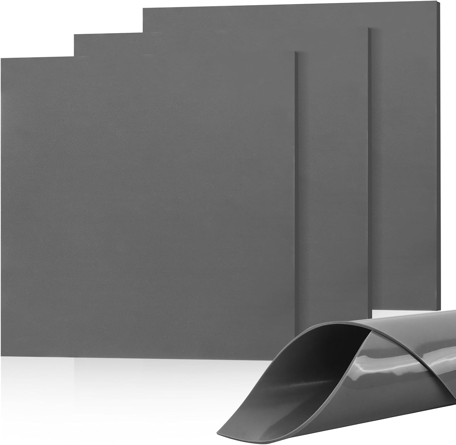 3 PCS Silicone Rubber Sheet 11.5''x11.5''x1/12'' - Heat Resistant Flexible Insulation Gasket, 60A Smooth Finish High Temperature Resistant Silicone Mat for DIY Crafts, Seals & Protective Pads (Grey)
