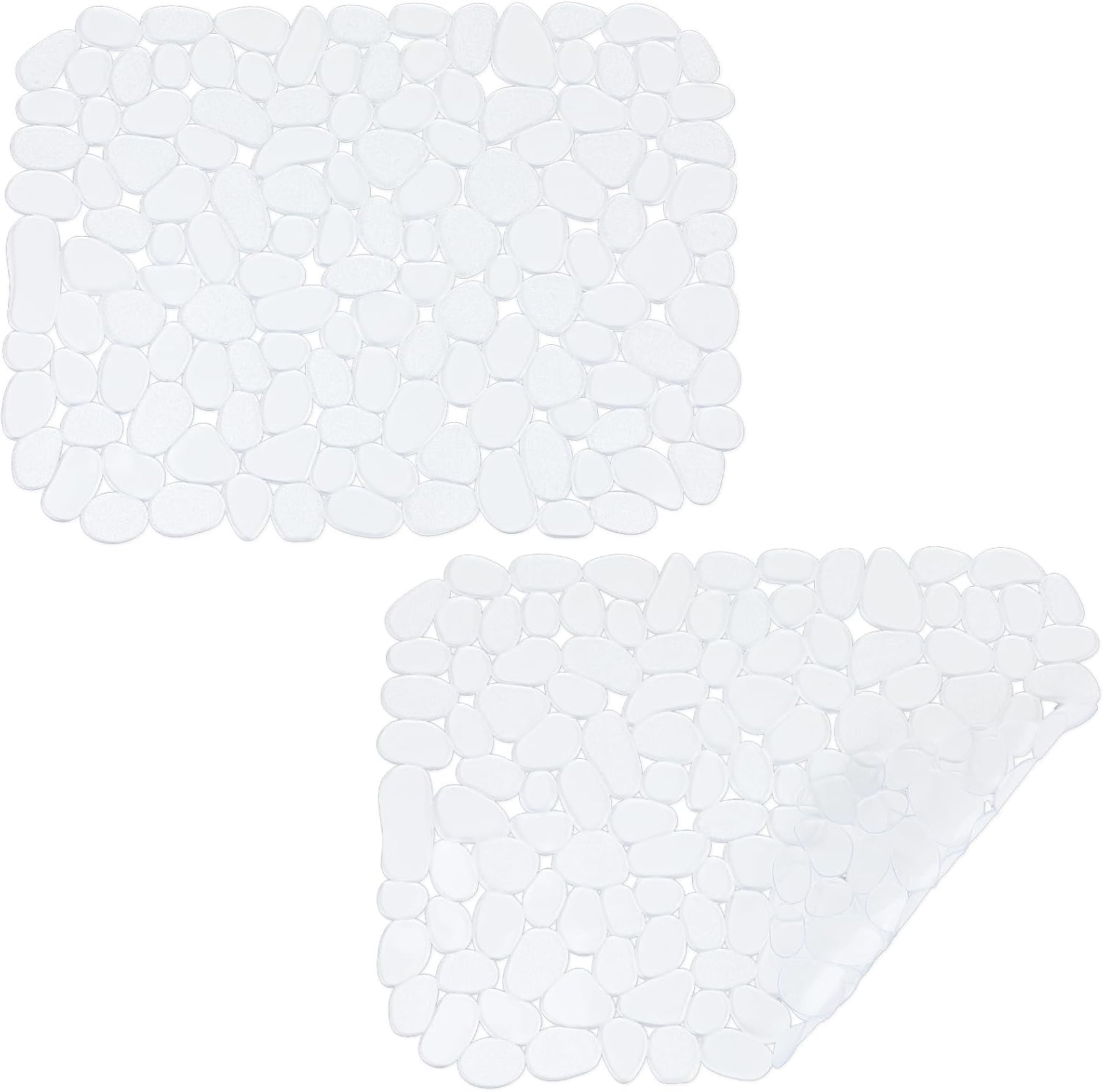 Coopay 2 Pack Pebble Sink Mats for Stainless Steel, PVC Sink Protectors for Bottom of Kitchen Mats, Adjustable Porcelain Dish Drying Pads for Dishes and Glassware, 15.9 x 11.9 inch (Black)