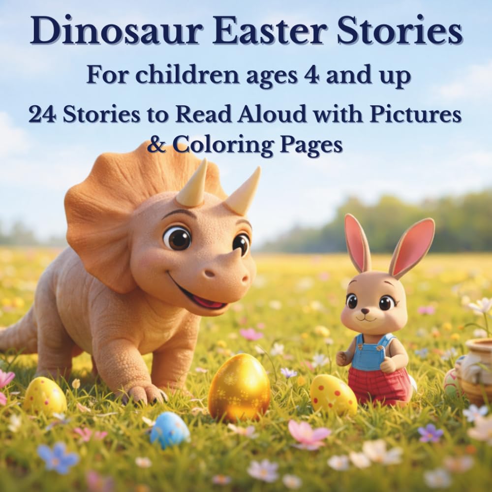 Dinosaur Easter Stories for Children Ages 4 and Up: 24 Stories to Read Aloud with Pictures & Coloring Pages