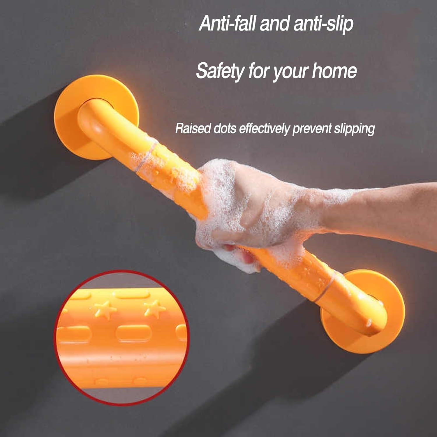 Barras de agarre de acero inoxidable para bañera con anillos que brillan en la oscuridad, asas de ducha de seguridad para personas mayores y mujeres embarazadas (blanco, 38 cm)