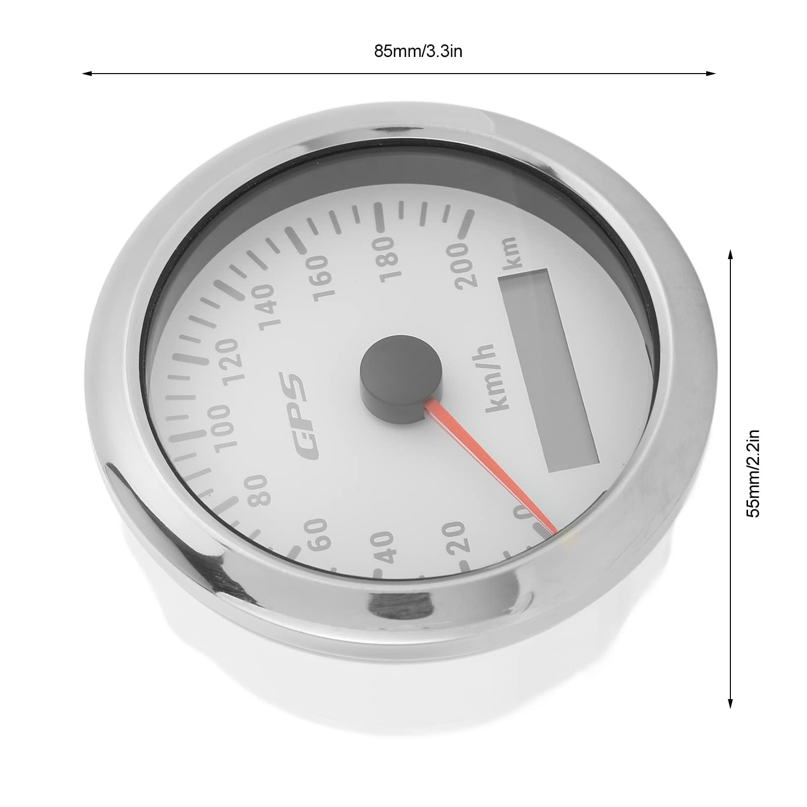 Velocímetro GPS, Velocímetro Digital MPH Impermeabilizante de 3,3 Pulgadas para Vehículos Marinos, Automóviles, Camiones, Barcos, Medidor de Velocidad 0-200 KM 1H con Retroiluminación (WHITE)