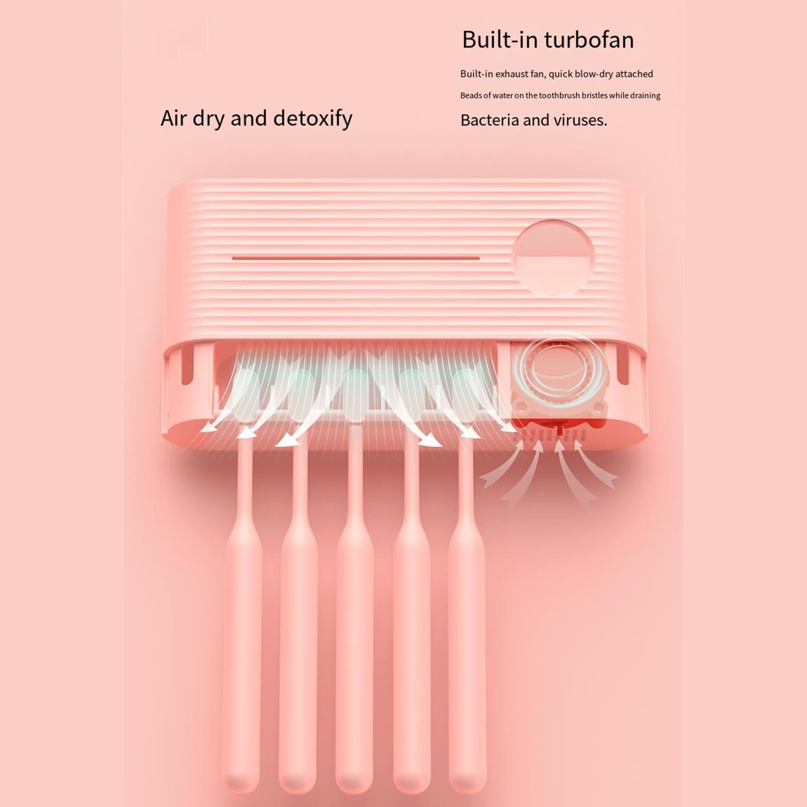 Esterilizador de secado de cepillos de dientes inteligente Esterilización ultravioleta Succión de baño Montado en la pared Estante para cepillos de dientes sin perforaciones,White-A