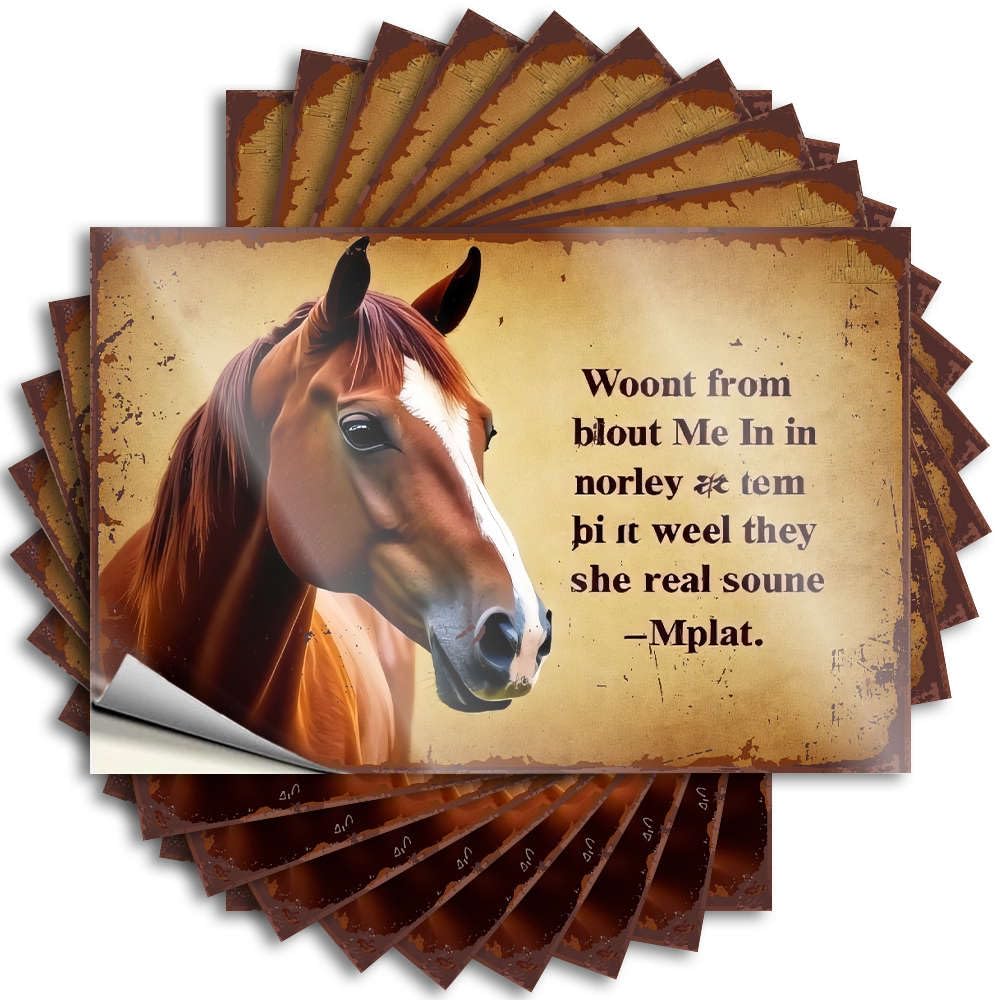 Stickers Neutral Beauty Window A Horse with A Quote in A Rustic Frame. - No Residue Decals for Tiki(12X18CM)