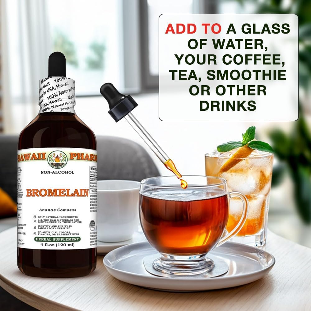 Bromelain (Ananas Comosus) Dry Powder Glycerite, Made in Hawaii, All Natural, Vegan, Lab Tested Alcohol-Free Liquid Extract - 2 fl.oz - Image 8