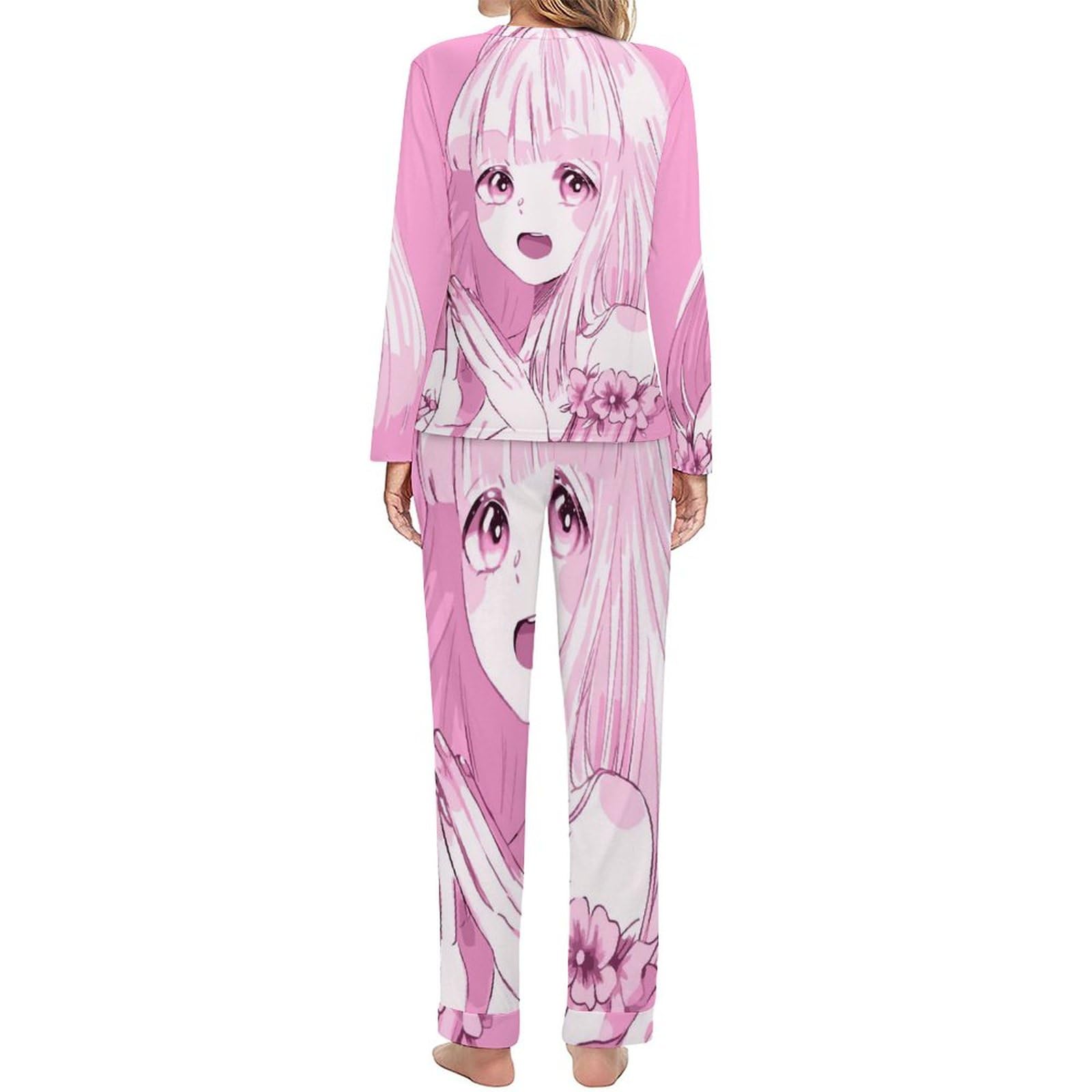 UMENG Niedliches Mädchen Damen Schlafanzug Lange Pyjama Set Zweiteiliger Nachtwäsche Langarm Hausanzug Sleepwear