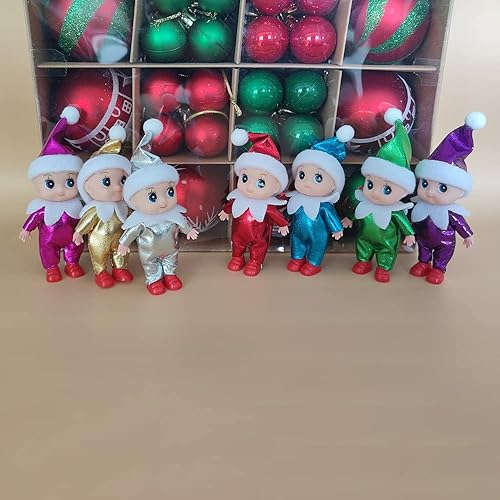 Miniatura 3 de Pequeñas muñecas de bebé, gemelos, mini elfos, juego de juguetes brillantes para decoración de estantes, accesorios de regalo para niñas, niños,