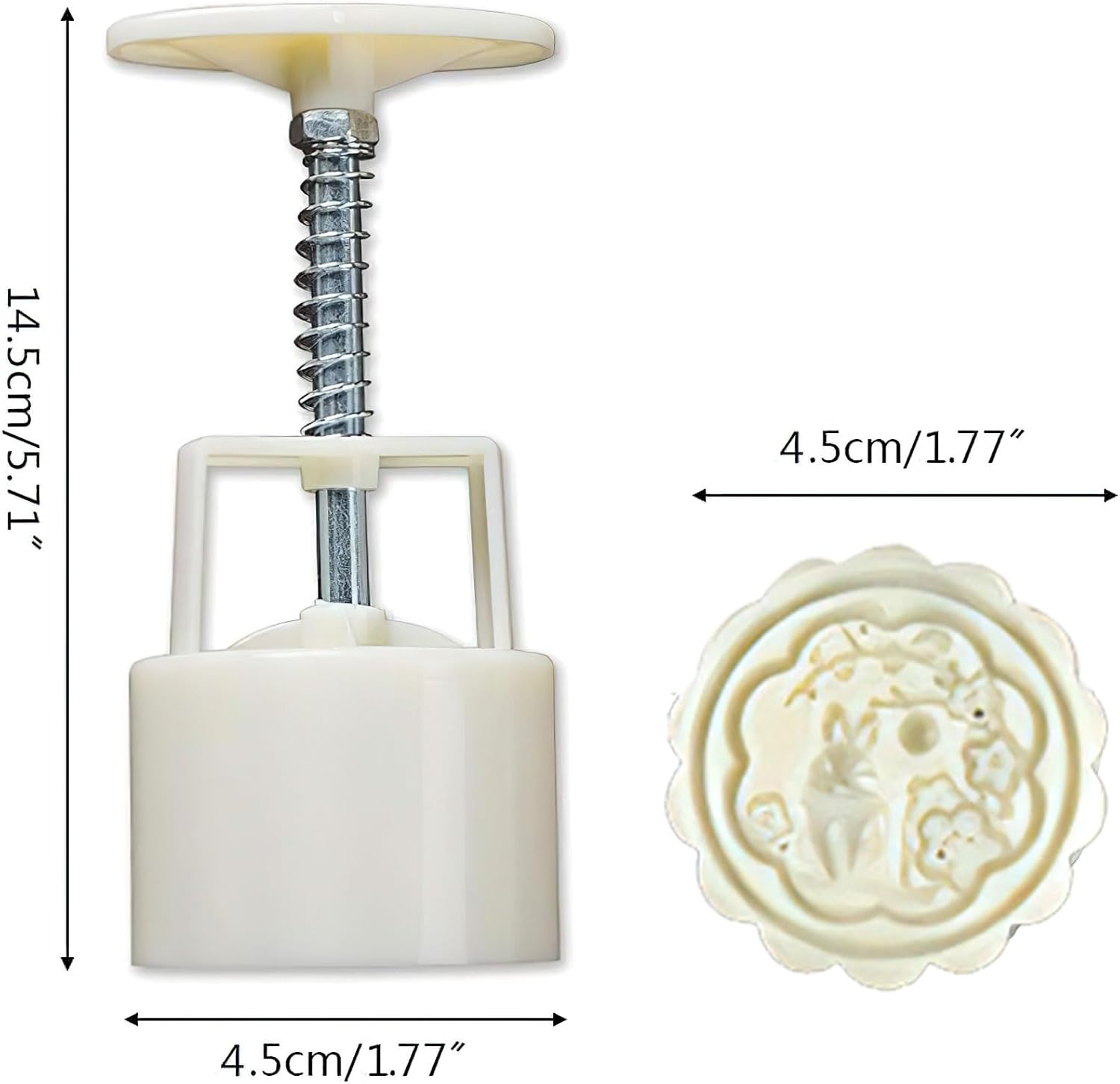 AUOCATTAIL Moon Cake Mold Set 4pcs 50g Cookie Stamps Press Mid Autumn Festival DIY Hand Cookie Press Dessert Cutter Pastry Decoration Impressions Tool 1 Mold 4 Stamps