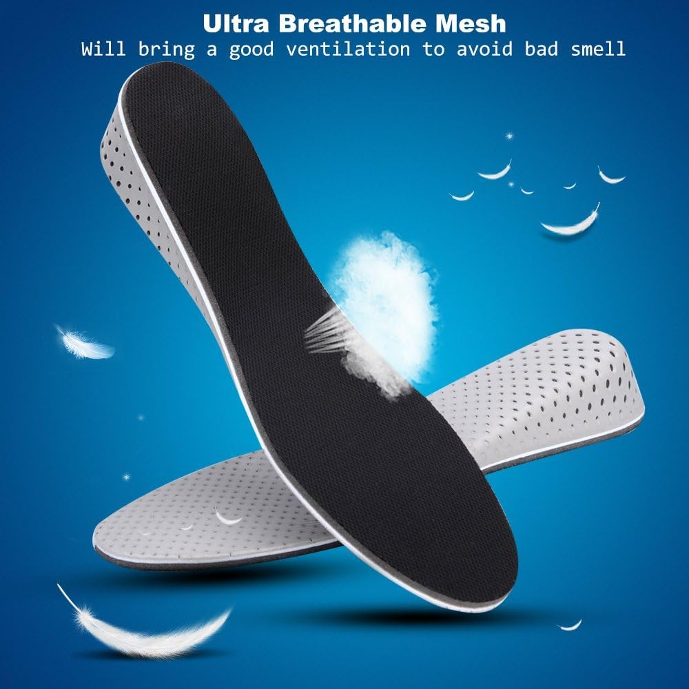 Solette Alzatacco 2 o 3 cm Traspiranti Antibatterico Supporto Black Memory Foam, Suolette Scarpe Plantari Plantare, Per Uomini E Donne EVA Sollevamento Tallone 35-44 (ALTEZZA 3cm)