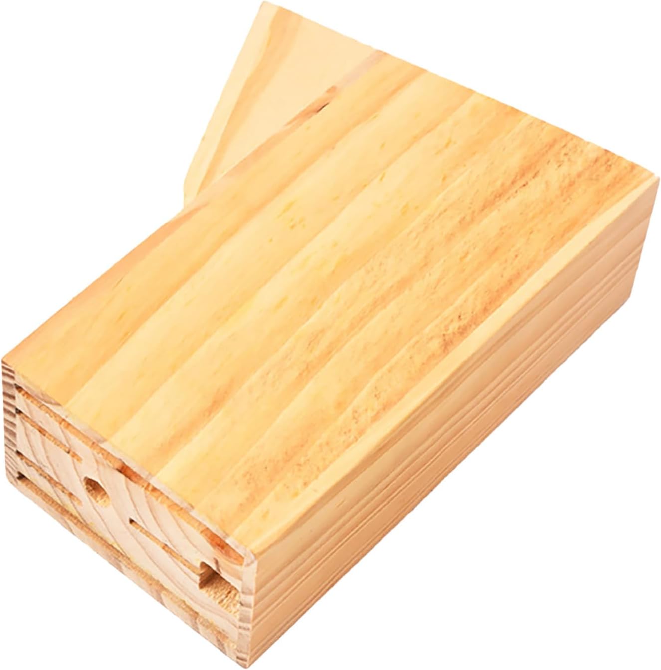 Zerodeko Log Knife Holder - Multi-Function Wooden Cutter Rack for Kitchen Utensil Storage with Various Slots for Home Use
