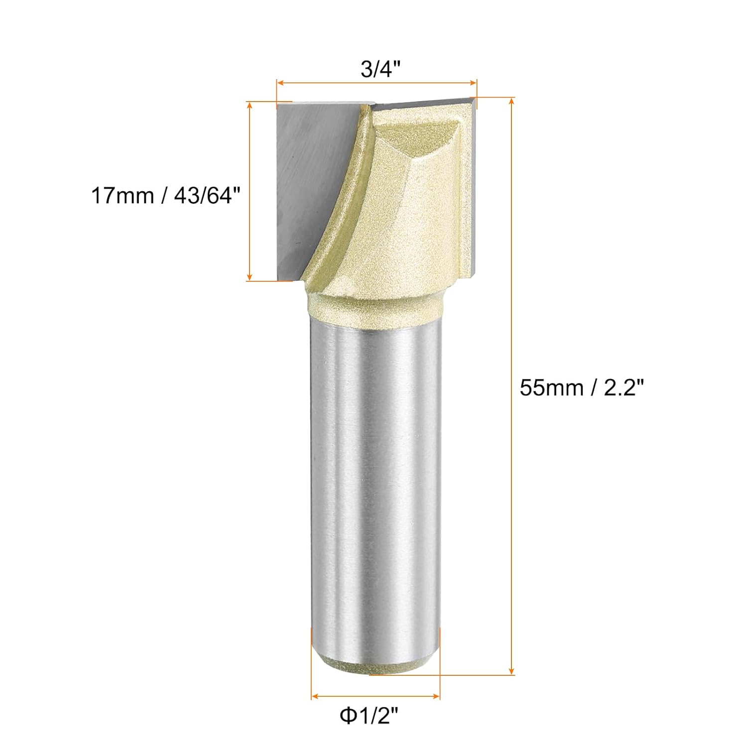 HARFINGTON 2pcs Bottom Cleaning Router Bit 3/4" Diameter 1/2" Shank Carbide Tipped Cutter Surfacing Planing Router Bits for Woodworking Planing