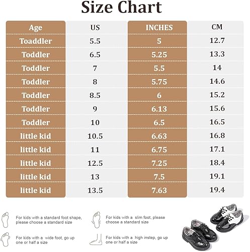 Miniatura 6 de KIDSUN Zapatos de vestir para niño y niña, cómodos zapatos Oxford con cordones para uniforme escolar, mocasines planos (bebéniño pequeño) E-negro
