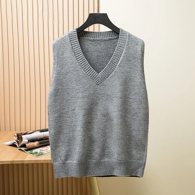 LIXINGHEITANG Size Style Men's V-Neck Vest Sweater Casual Solid Color Sleeveless Pullover Male Clothing3
