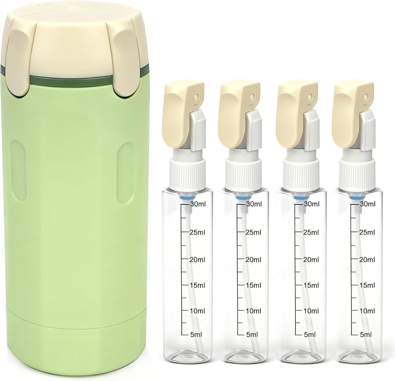 BOMPOW Conjunto de Frascos Recarregáveis com 4 Unidades de 30 mL, Copo Organizador, Verde